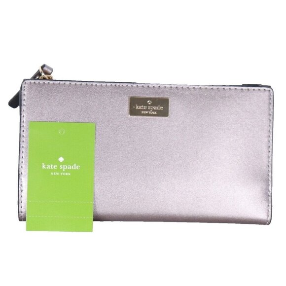 Kate Spade Women Gunmetal Gray Braylon Putnam Drive Continental Snap Wallet $169 - Picture 1 of 7